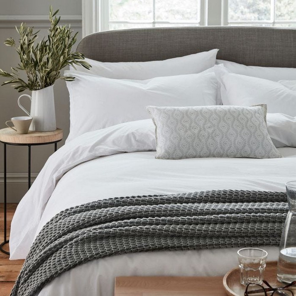 Calm Plain Cotton Bedding in White